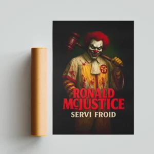 Poster “Ronald McJustice – Servi Froid”