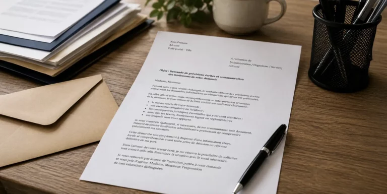 Demande de précisions écrites et communication des fondements de votre demande