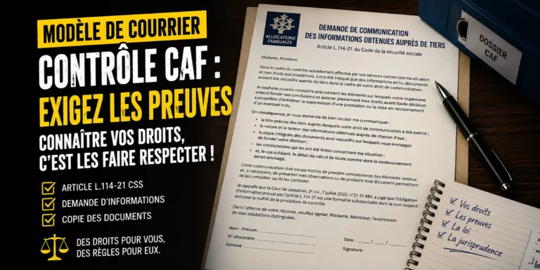 MODÈLE DE COURRIER — CONTRÔLE CAF